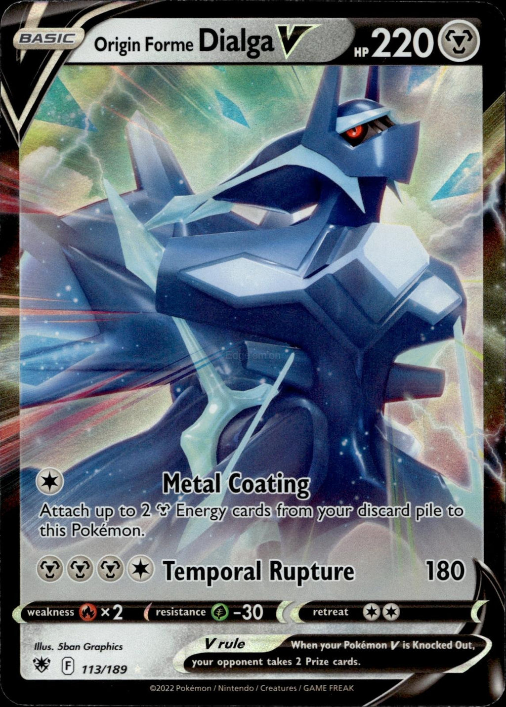Origin Forme Dialga V 113/189 NM/M V Rare Astral Radiance Pokemon Holo