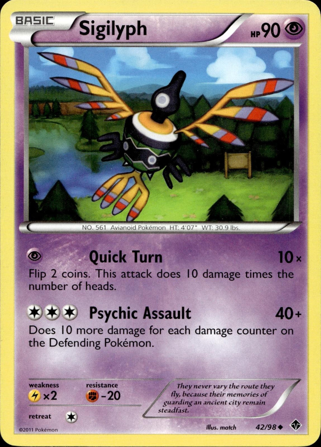 Sigilyph 42/98 HP Uncommon Emerging Powers Pokemon