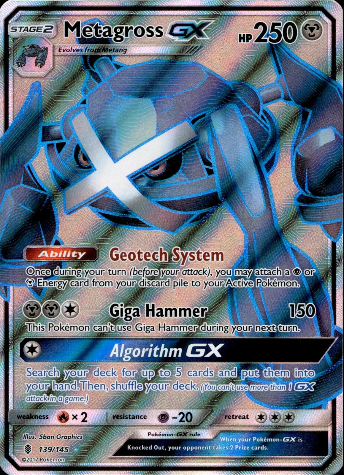 Metagross GX (Full Art) 139/145 NM/M Ultra Rare Guardians Rising Pokemon Holo