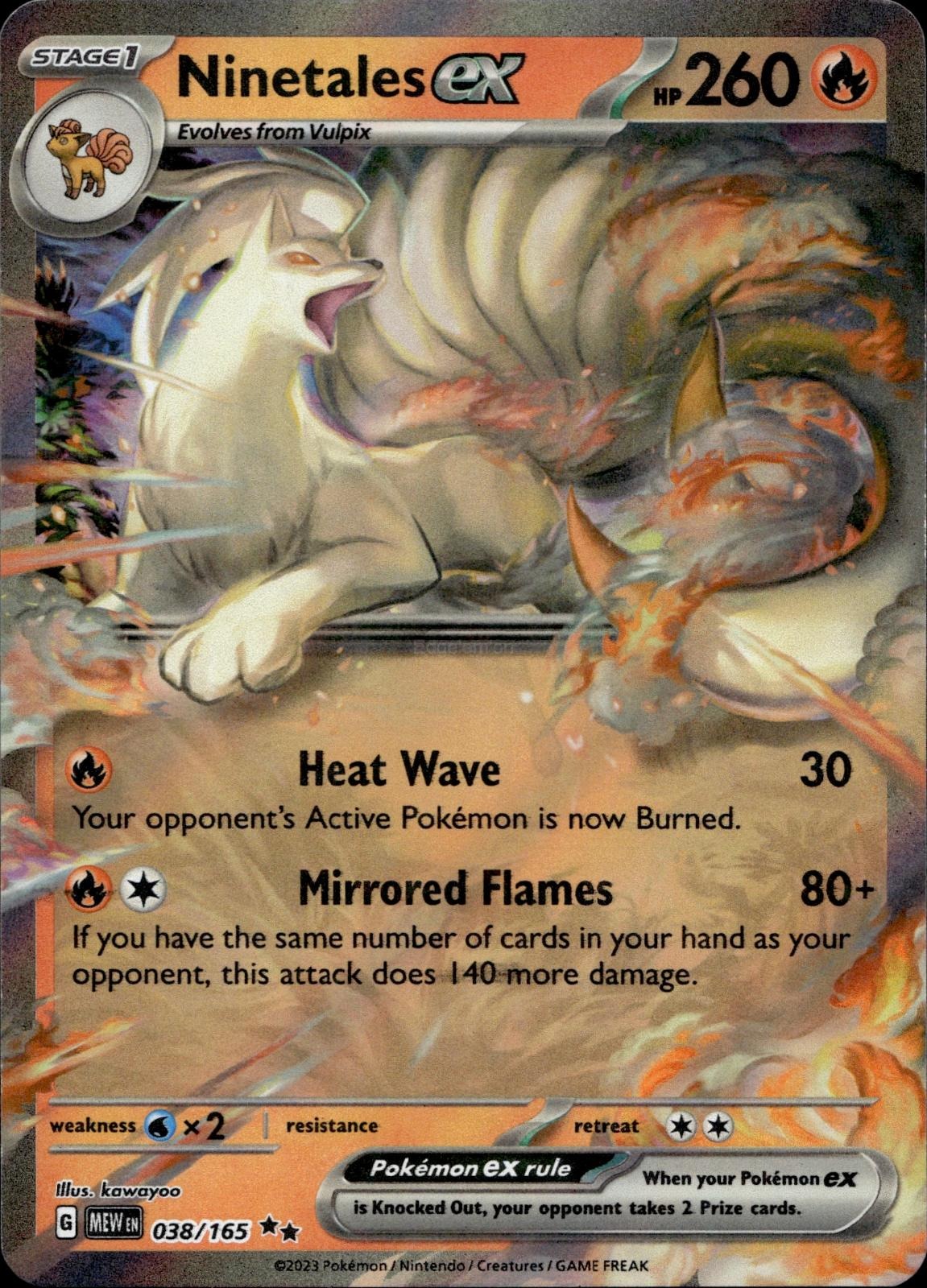 Ninetales ex 038/165 NM/M Double Rare 151 Pokemon Holo