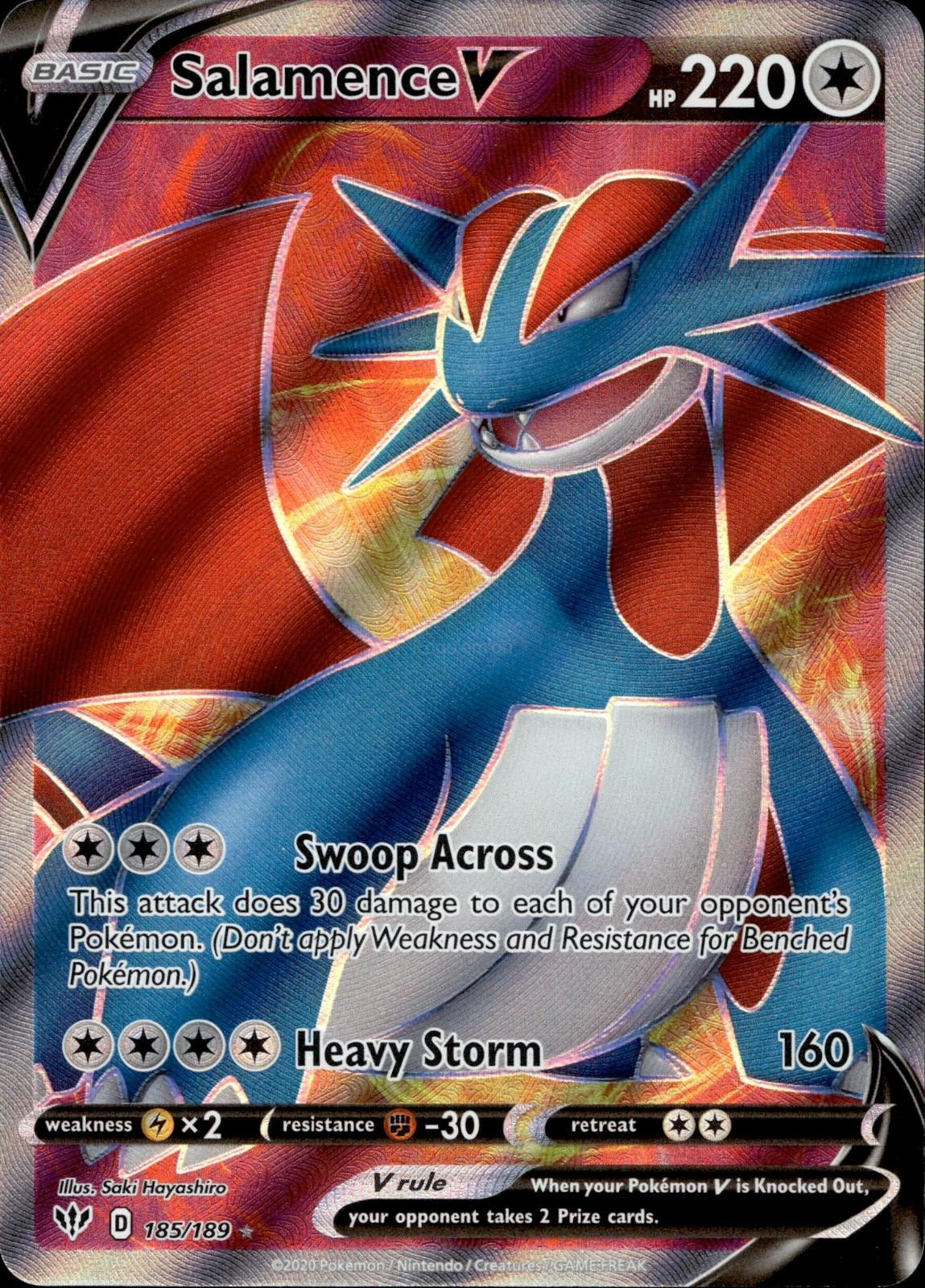 Salamence V 185/189 NM/M Ultra Rare Darkness Ablaze Pokemon Holo