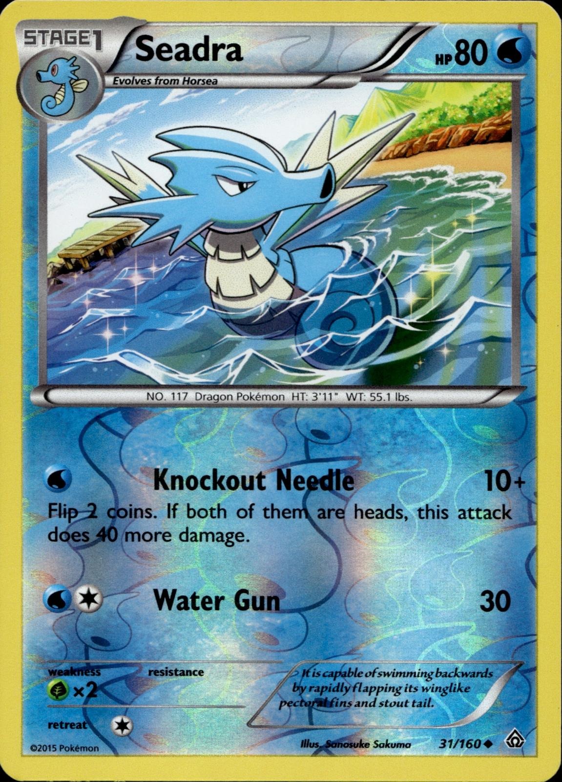 Seadra 31/160 NM/M Uncommon Primal Clash Pokemon Reverse Holo