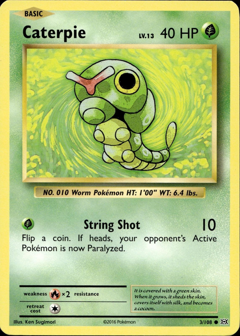 Caterpie 3/108 MP Common Evolutions Pokemon