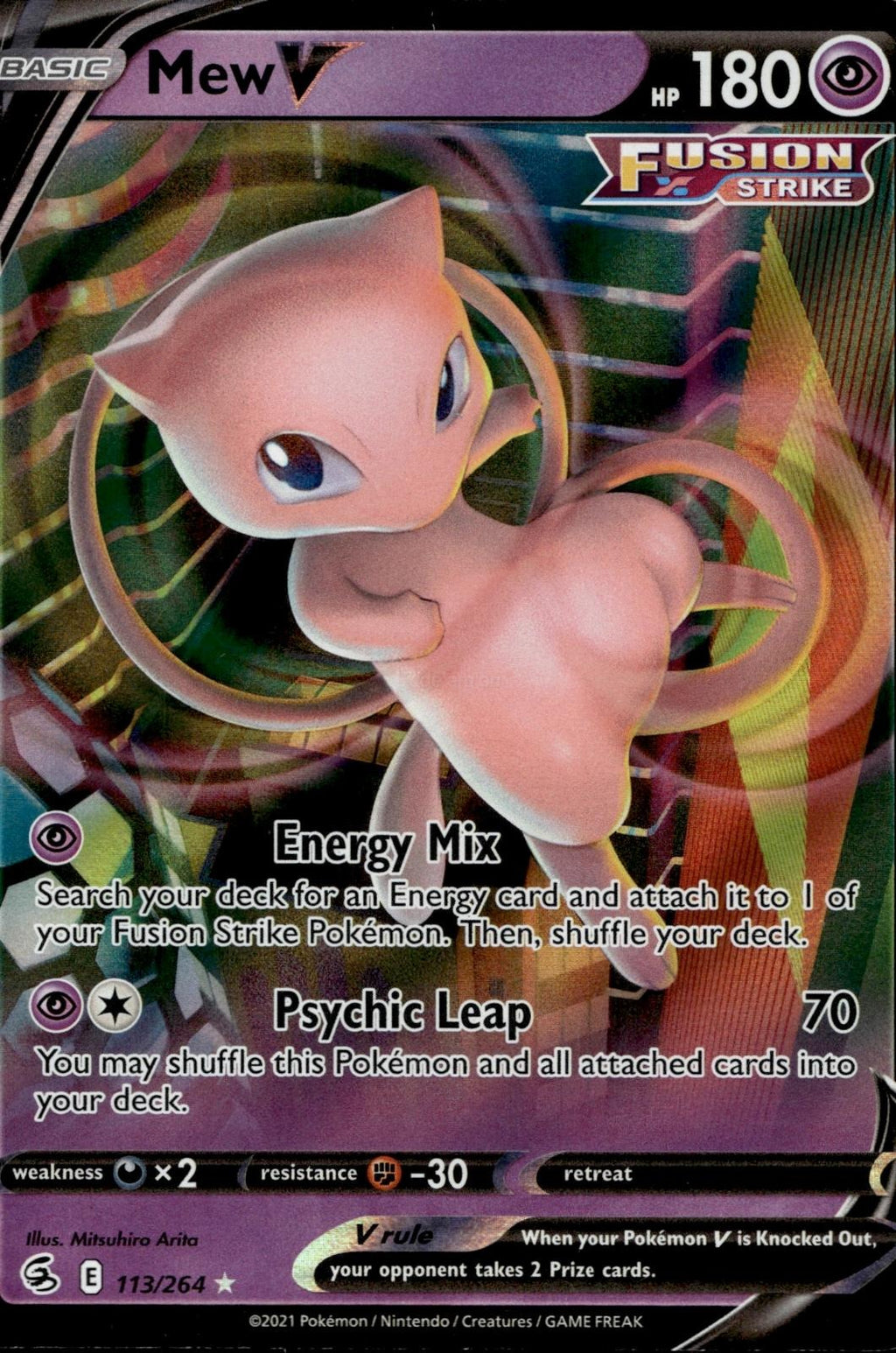 Mew V 113/264 NM/M V Rare Fusion Strike Pokemon Holo