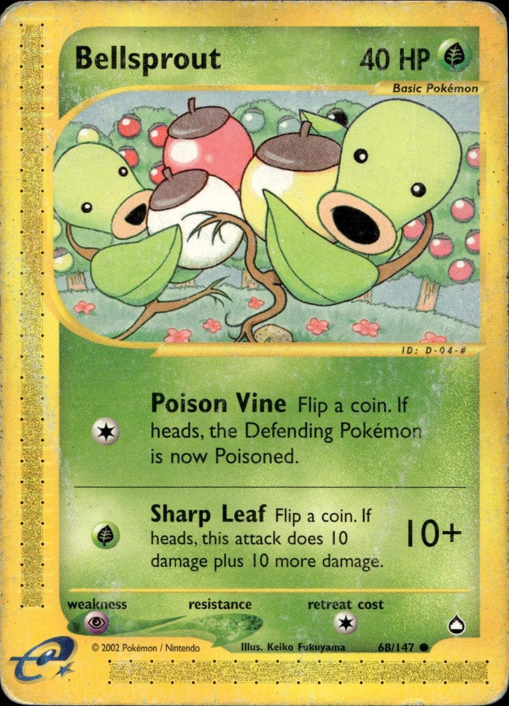 Bellsprout 68/147 LP Common Aquapolis Pokemon
