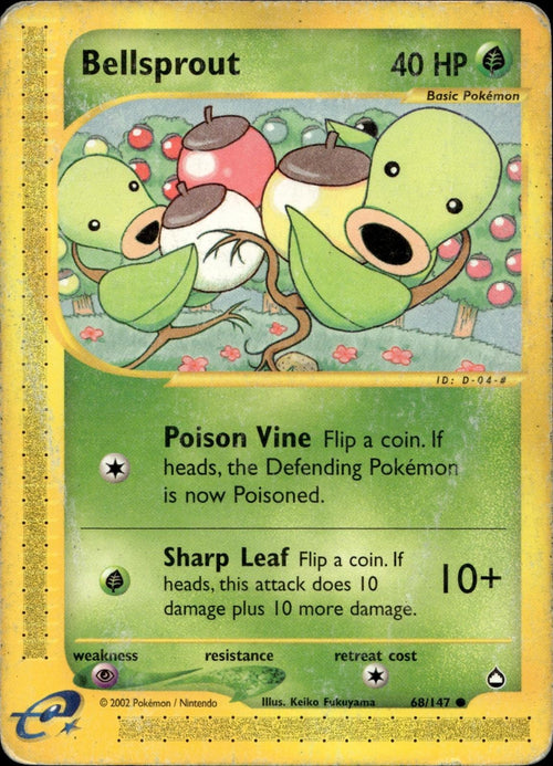 Bellsprout 68/147 LP Common Aquapolis Pokemon