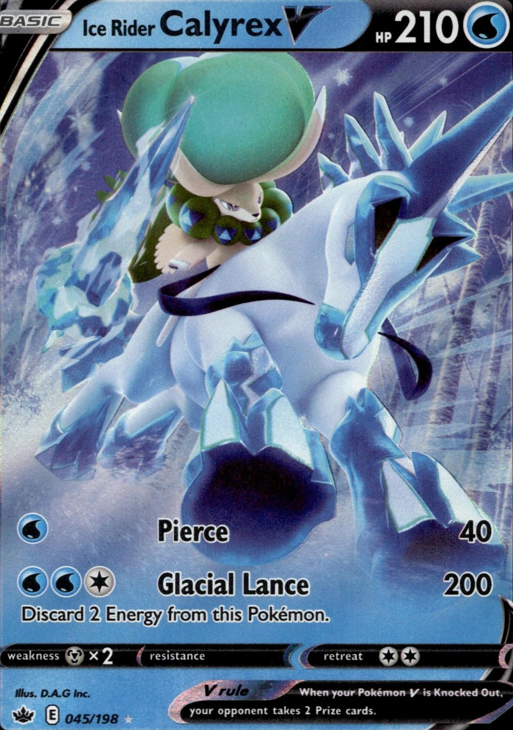 Ice Rider Calyrex V 045/198 NM/M V Rare Chilling Reign Pokemon Holo