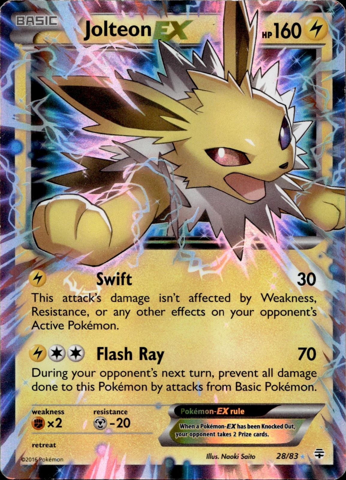 Jolteon EX 28/83 MP EX Rare Generations Pokemon Holo