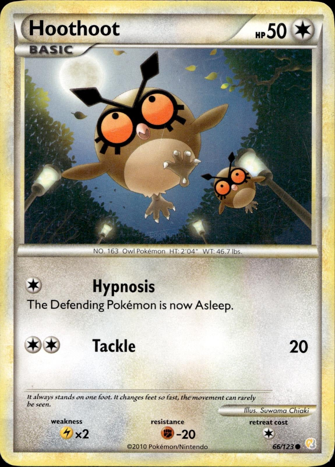 Hoothoot 66/123 MP Common HeartGold & SoulSilver Pokemon