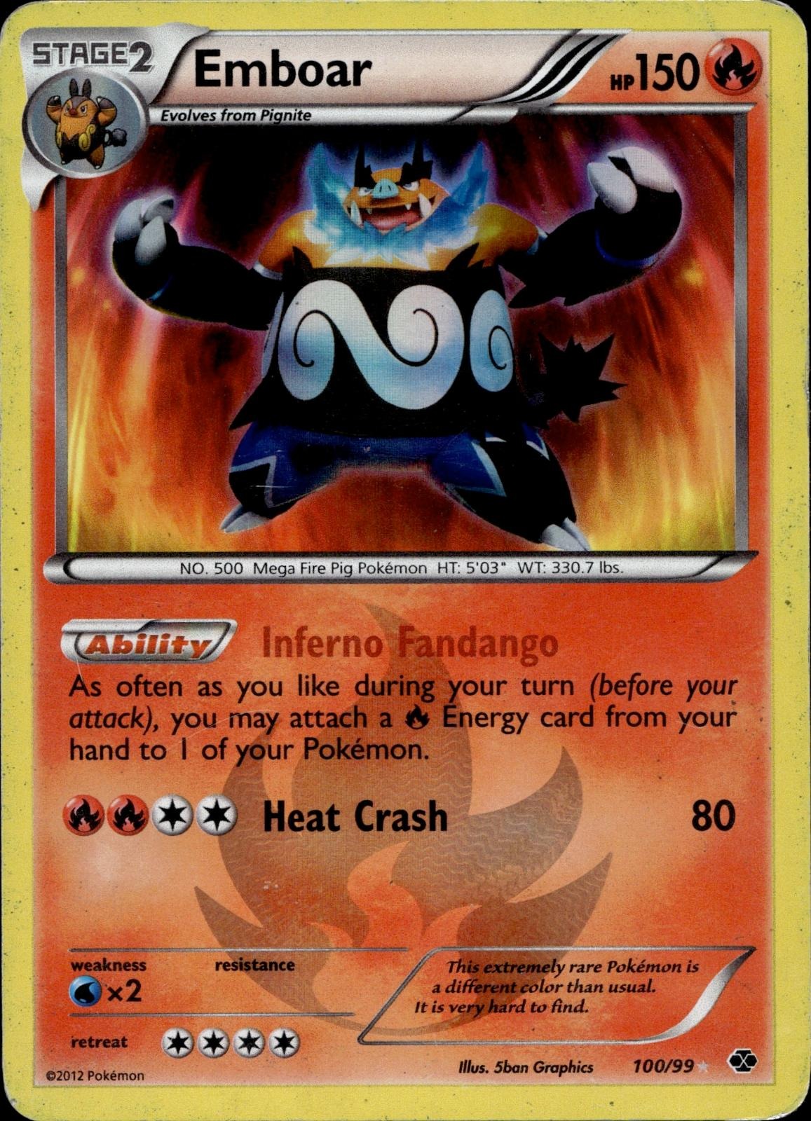 Emboar 100/99 DMG Secret Rare Next Destinies Pokemon Holo