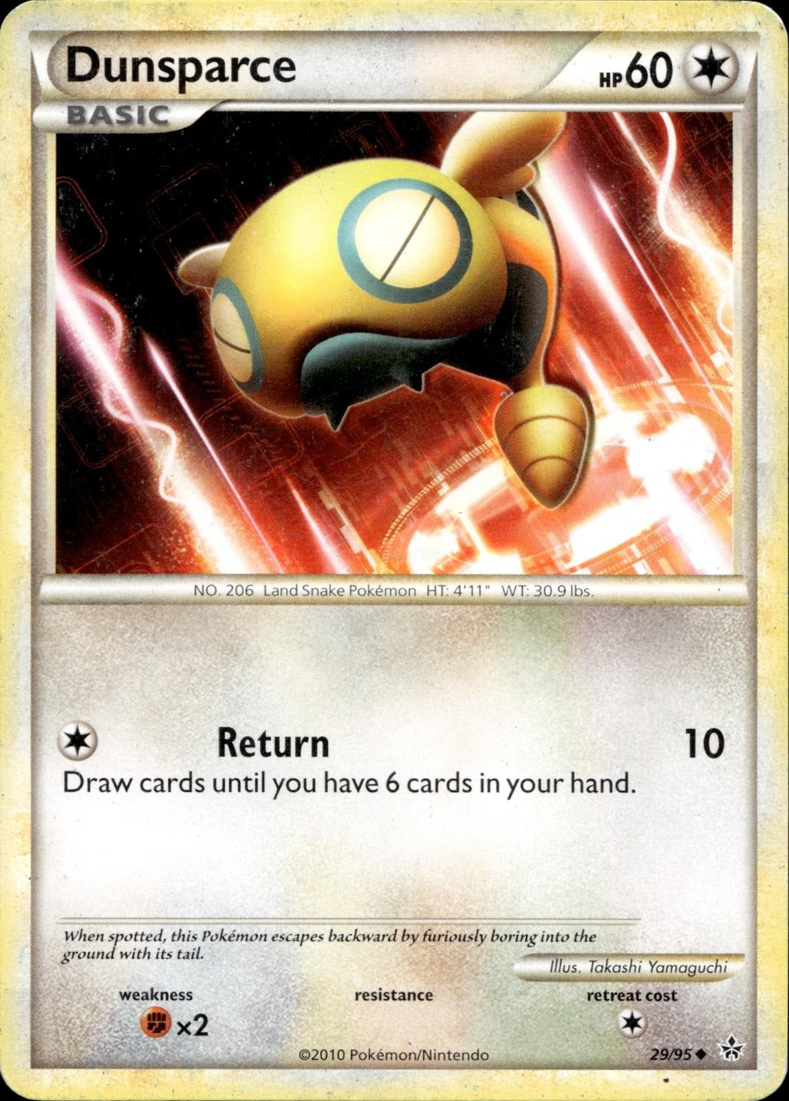 Dunsparce 29/95 HP Uncommon HGSS Unleashed Pokemon