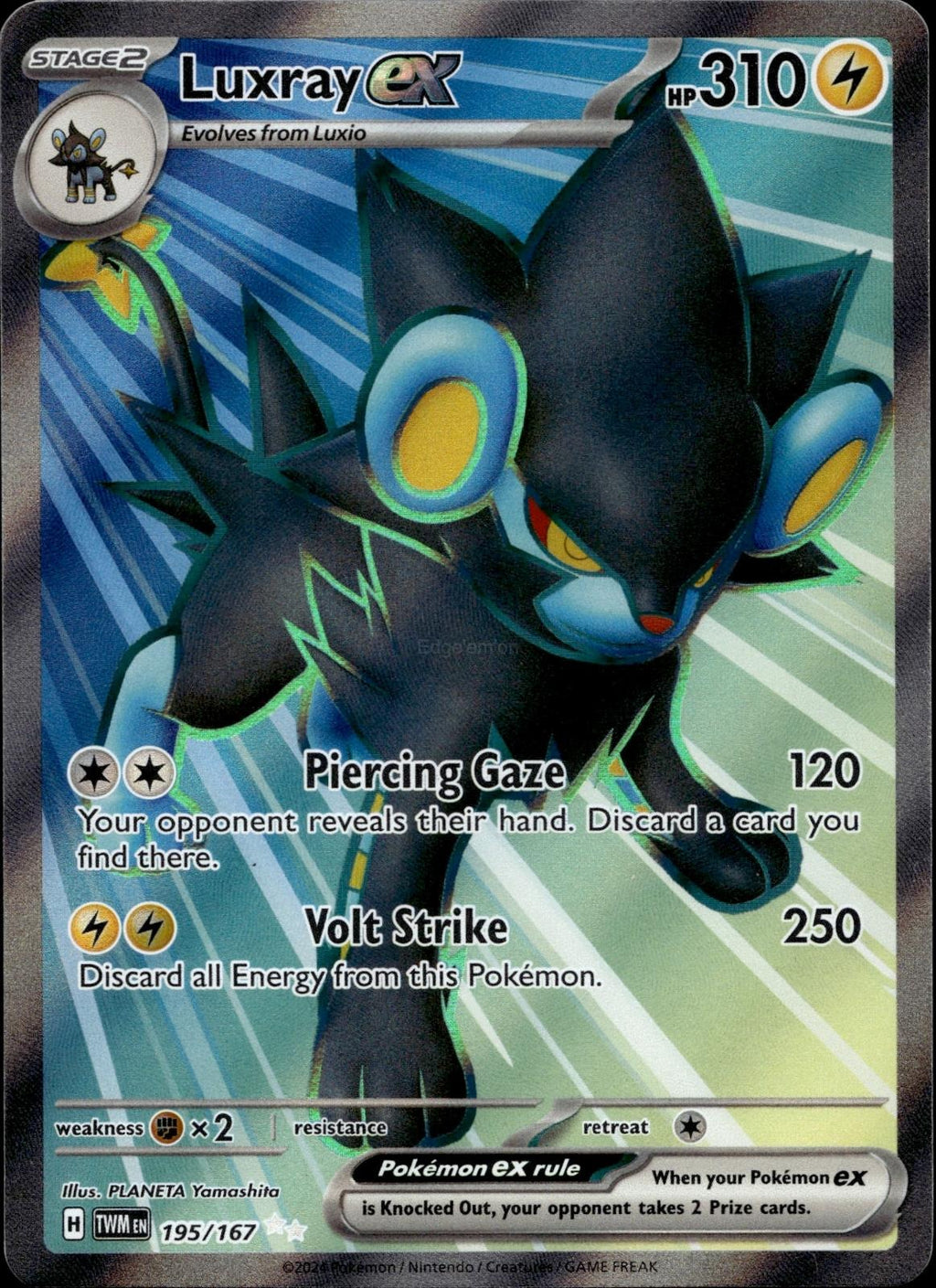 Luxray ex 195/167 NM/M Ultra Rare Twilight Masquerade Pokemon Holo