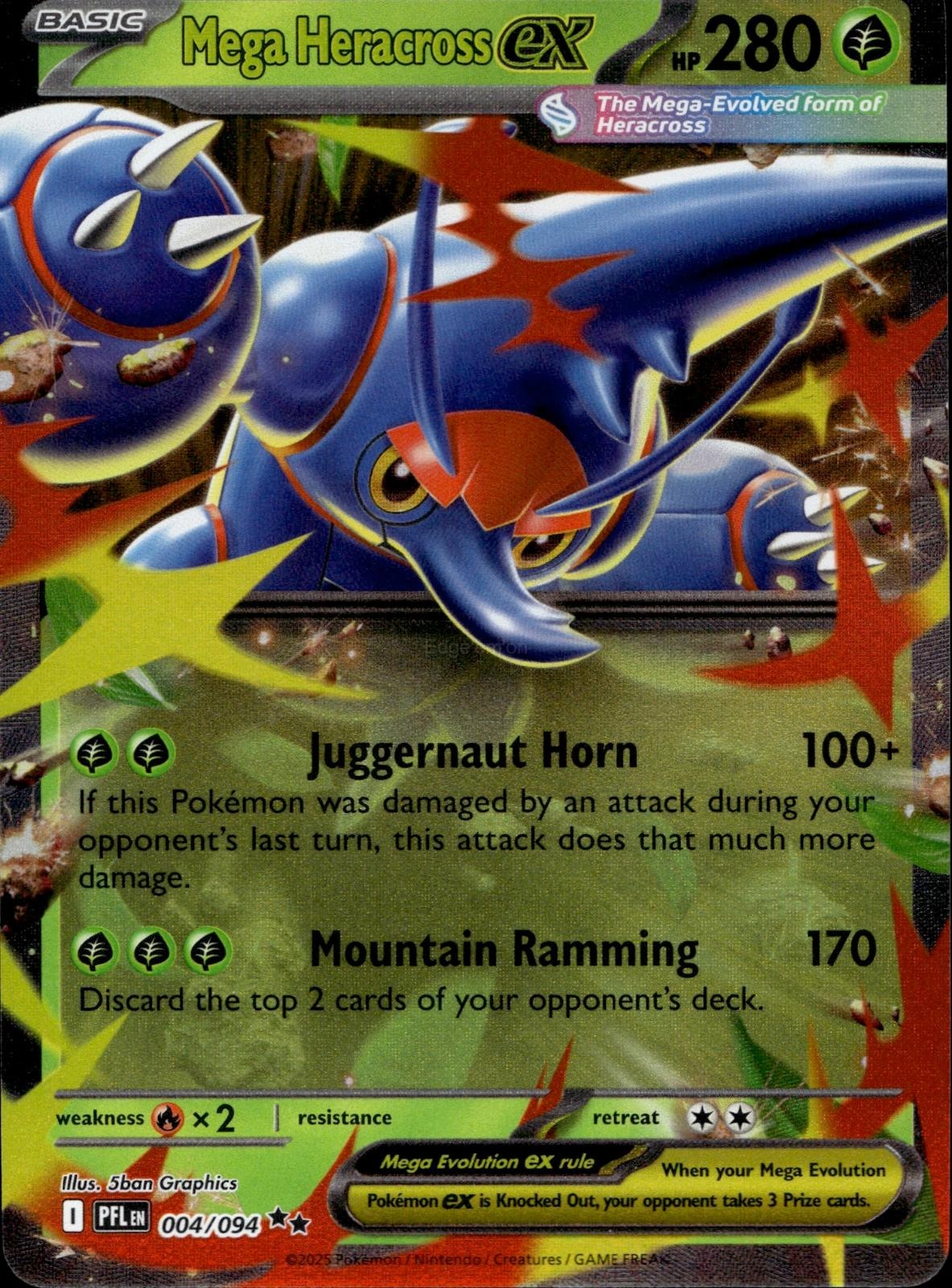 Mega Heracross ex 004/094 NM/M Double Rare Phantasmal Flames Pokemon Holo