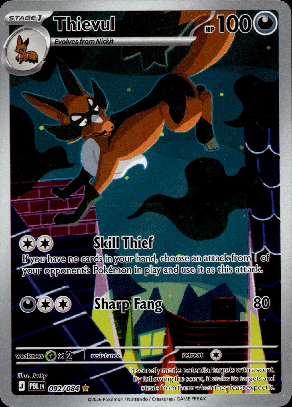 Thievul 092/084 NM/M Illustration Rare Pitch Black Pokemon Holo