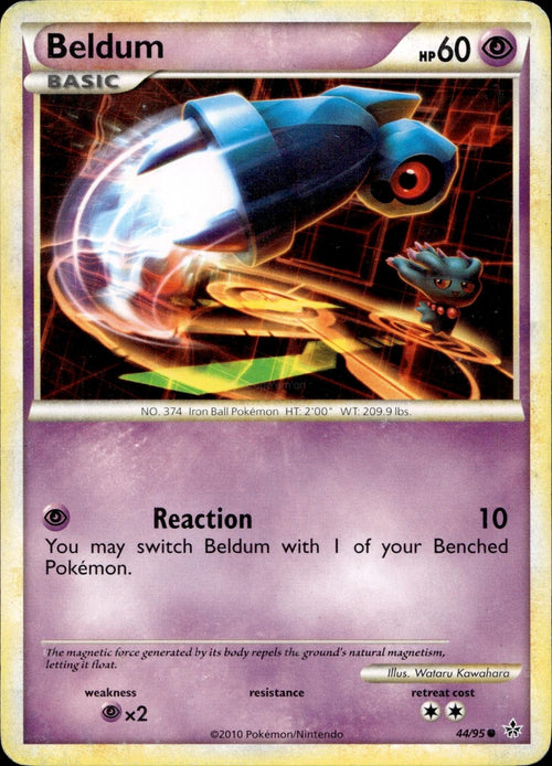 Beldum 44/95 HP Common HGSS Unleashed Pokemon
