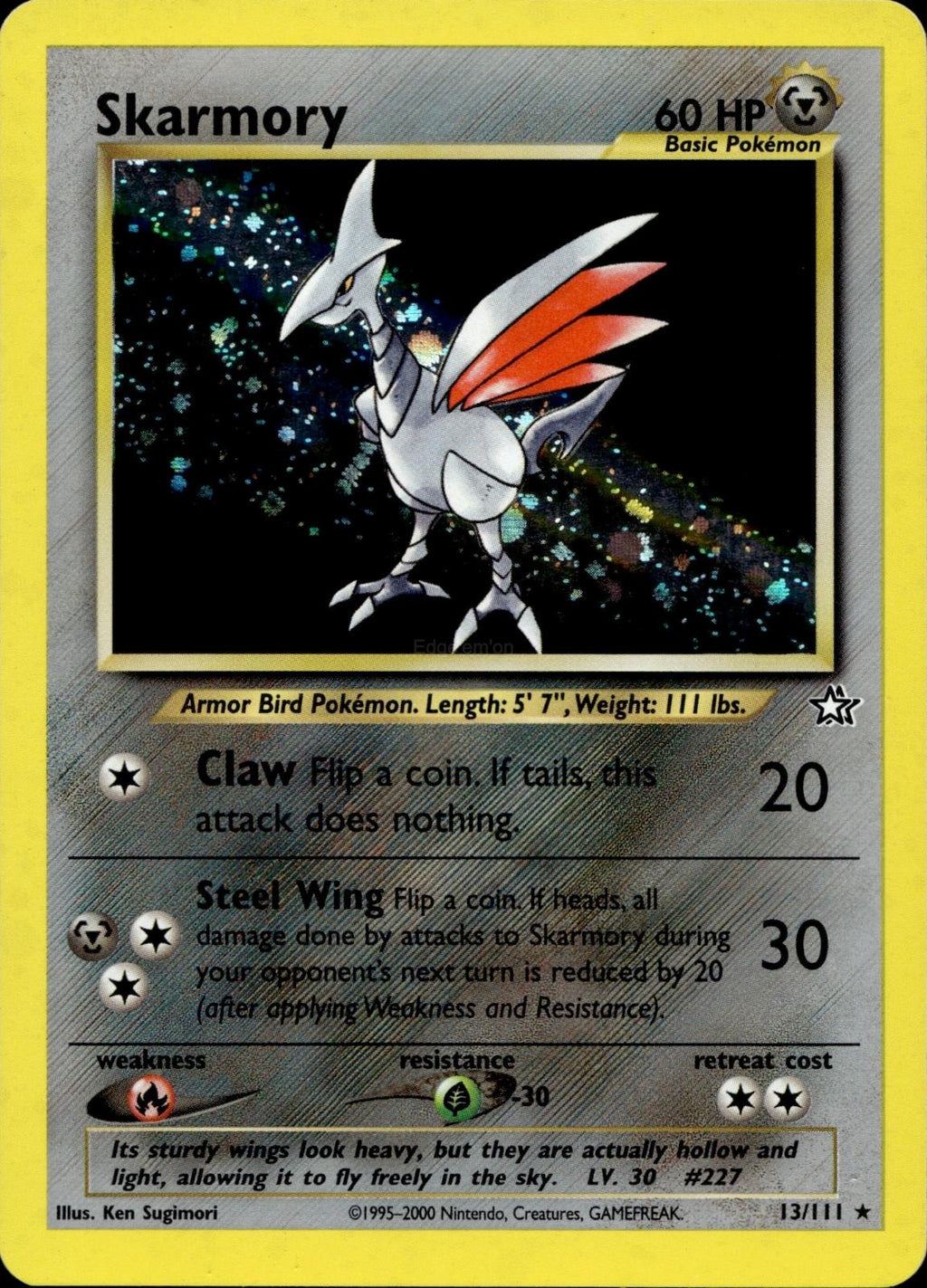 Skarmory 13/111 LP Rare Neo Genesis Pokemon Unlimited Holo