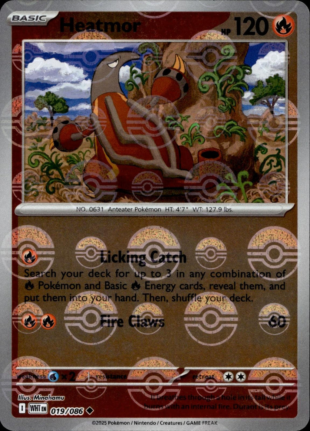 Heatmor (Poke Ball Pattern) 019/086 NM/M Uncommon White Flare Pokemon Holo