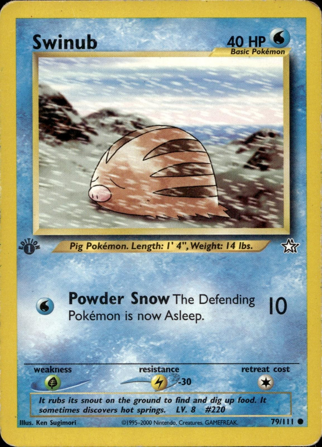 Swinub 79/111 LP Common Neo Genesis Pokemon 1st Edition