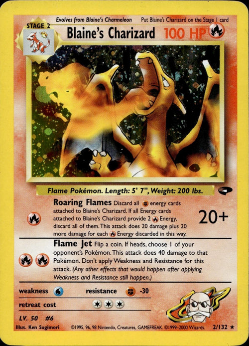 Blaine's Charizard 2/132 NM/M Rare Gym Challenge Pokemon Unlimited Holo