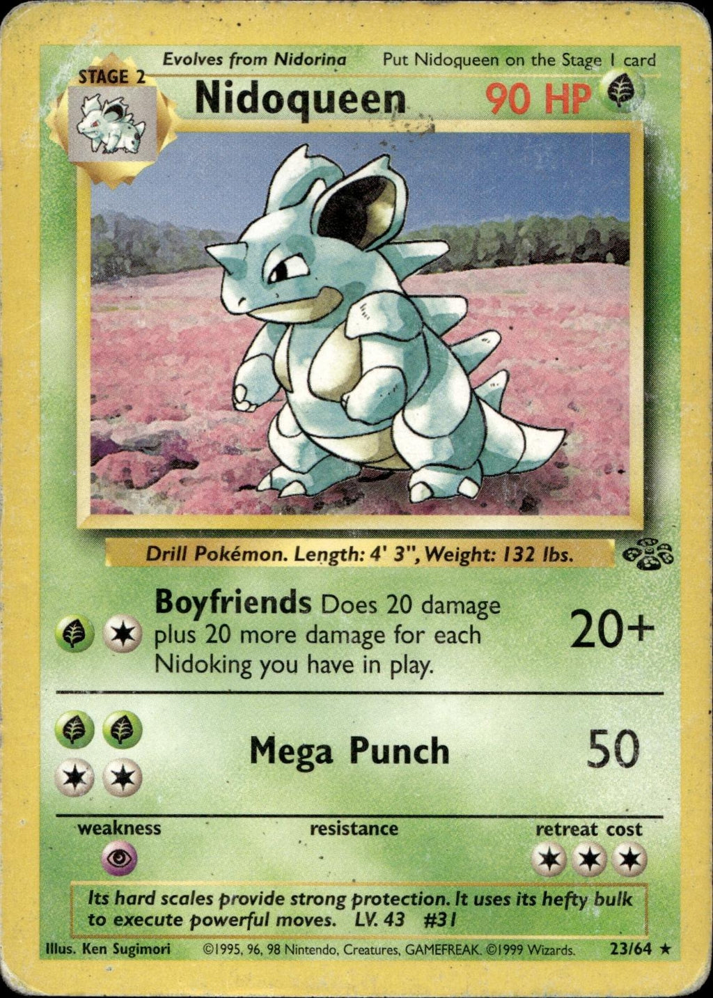 Nidoqueen 23/64 HP Rare Jungle Pokemon Unlimited
