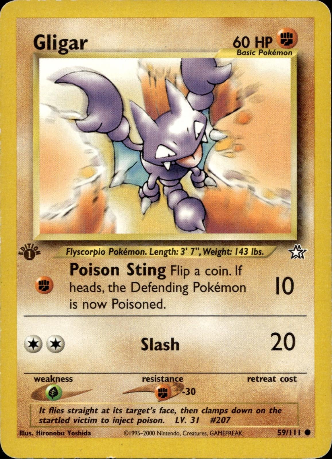 Gligar 59/111 LP Common Neo Genesis Pokemon 1st Edition