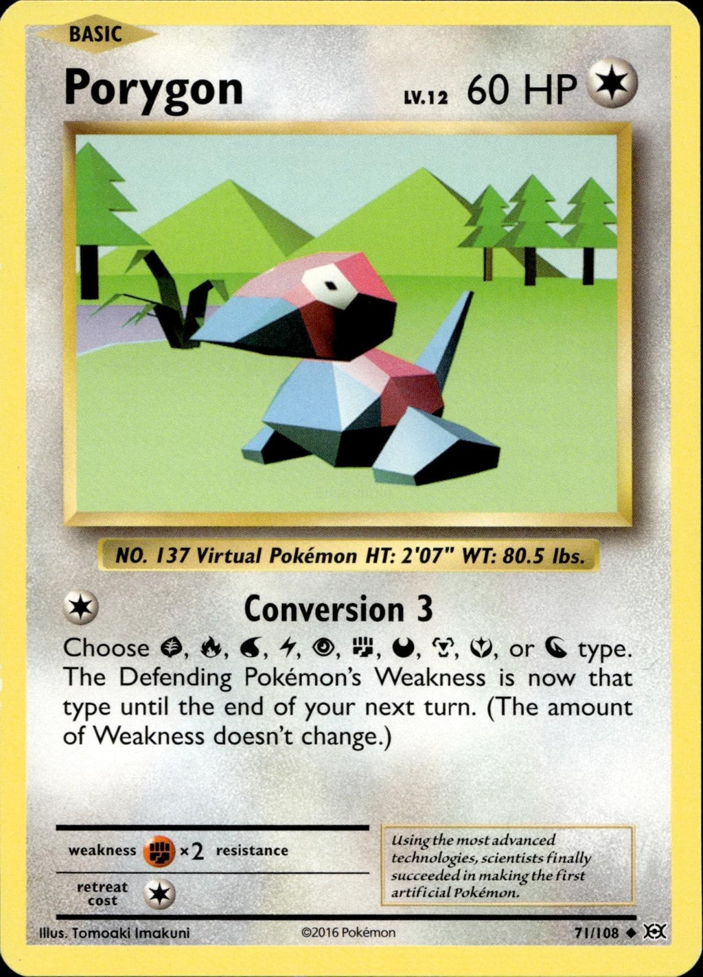 Porygon 71/108 MP Uncommon Evolutions Pokemon