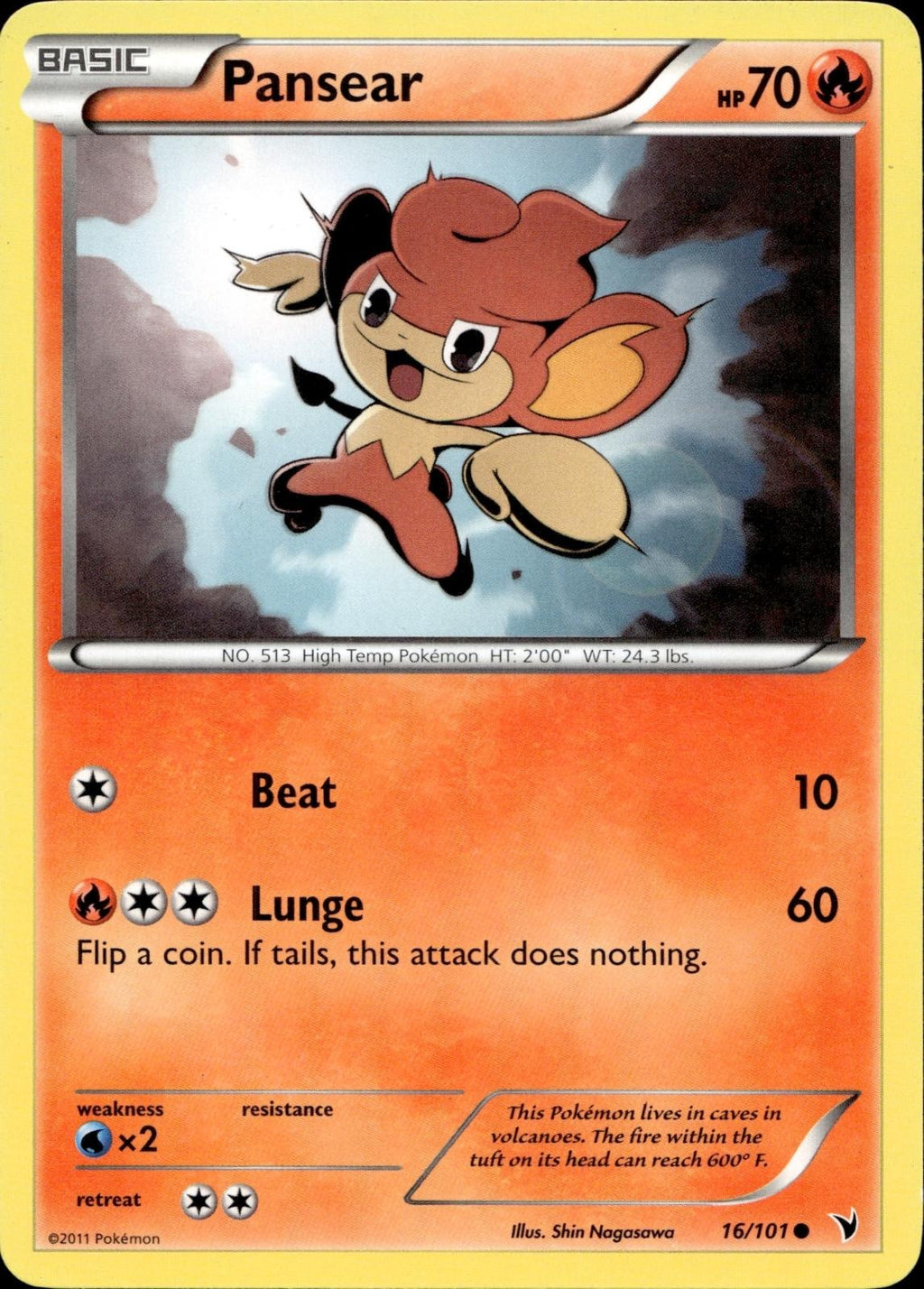 Pansear 16/101 HP Common Noble Victories Pokemon