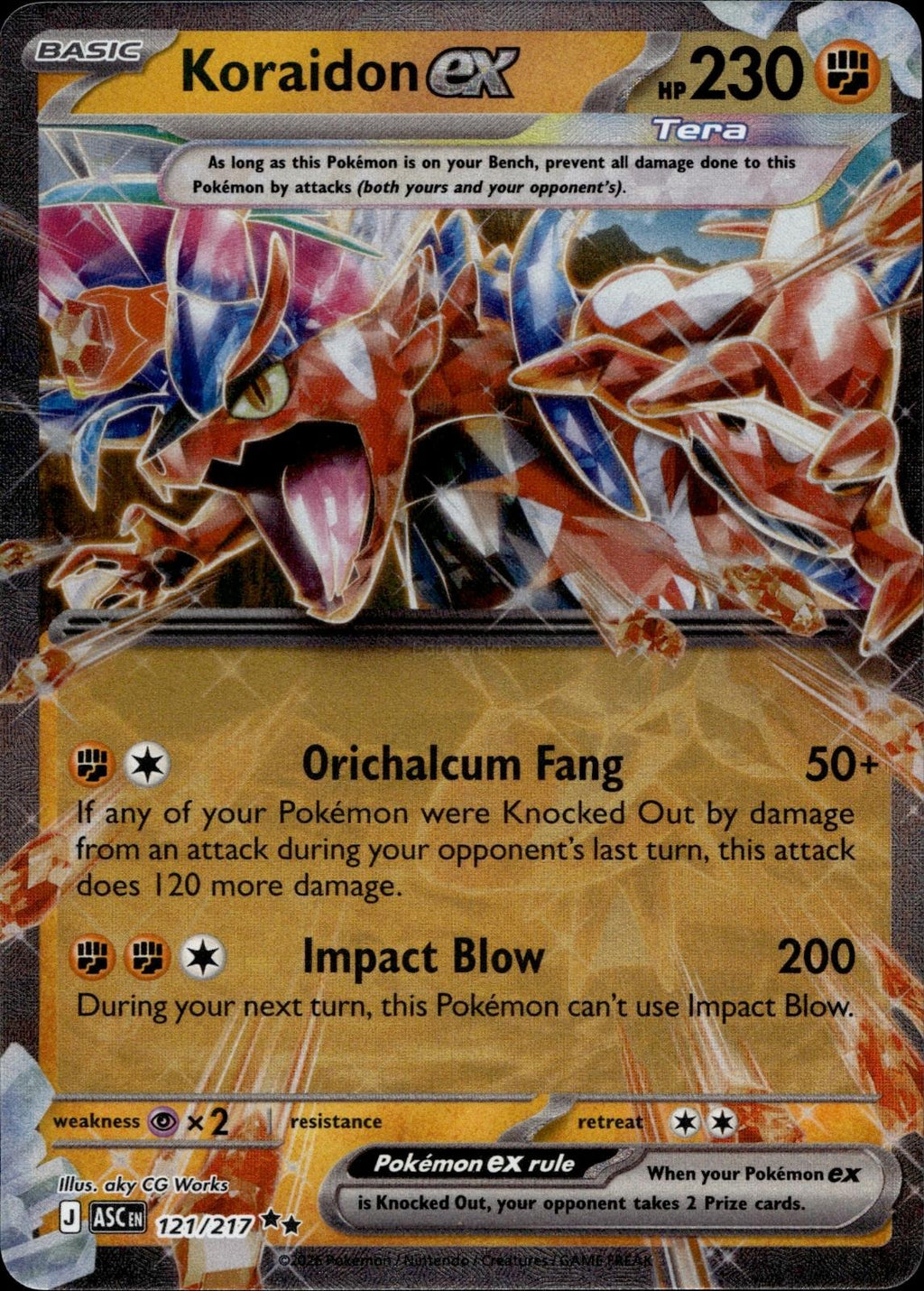 Koraidon ex 121/217 NM/M Double Rare Ascended Heroes Pokemon Holo