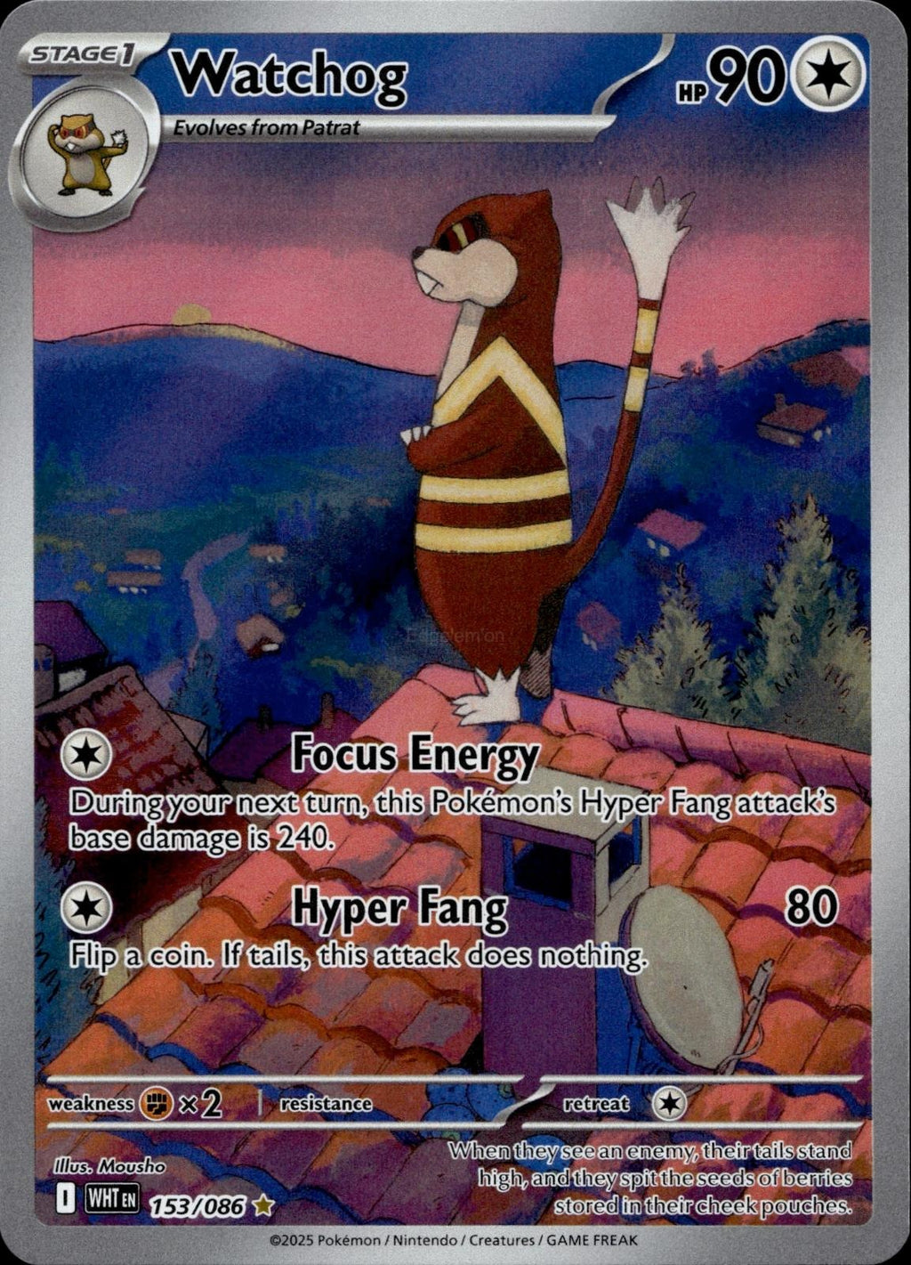 Watchog 153/086 NM/M Illustration Rare White Flare Pokemon Holo