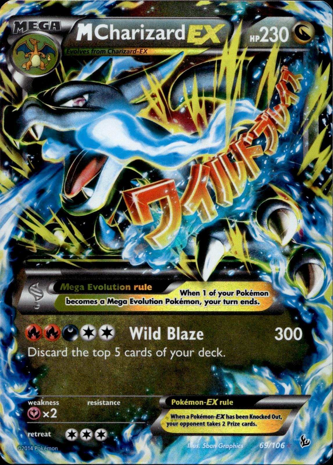 M Charizard EX 69/106 NM/M EX Rare Flashfire Pokemon Holo
