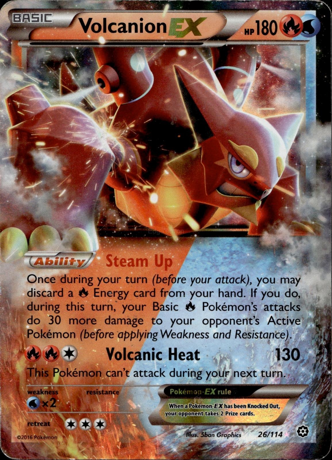 Volcanion EX 26/114 LP EX Rare Steam Siege Pokemon Holo