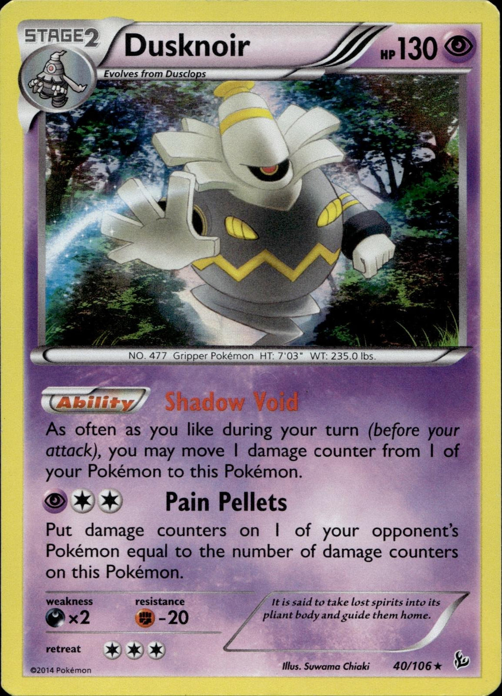Dusknoir 40/106 MP Rare Flashfire Pokemon Holo