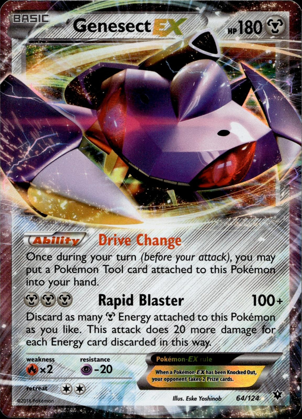 Genesect EX 64/124 LP EX Rare Fates Collide Pokemon Holo