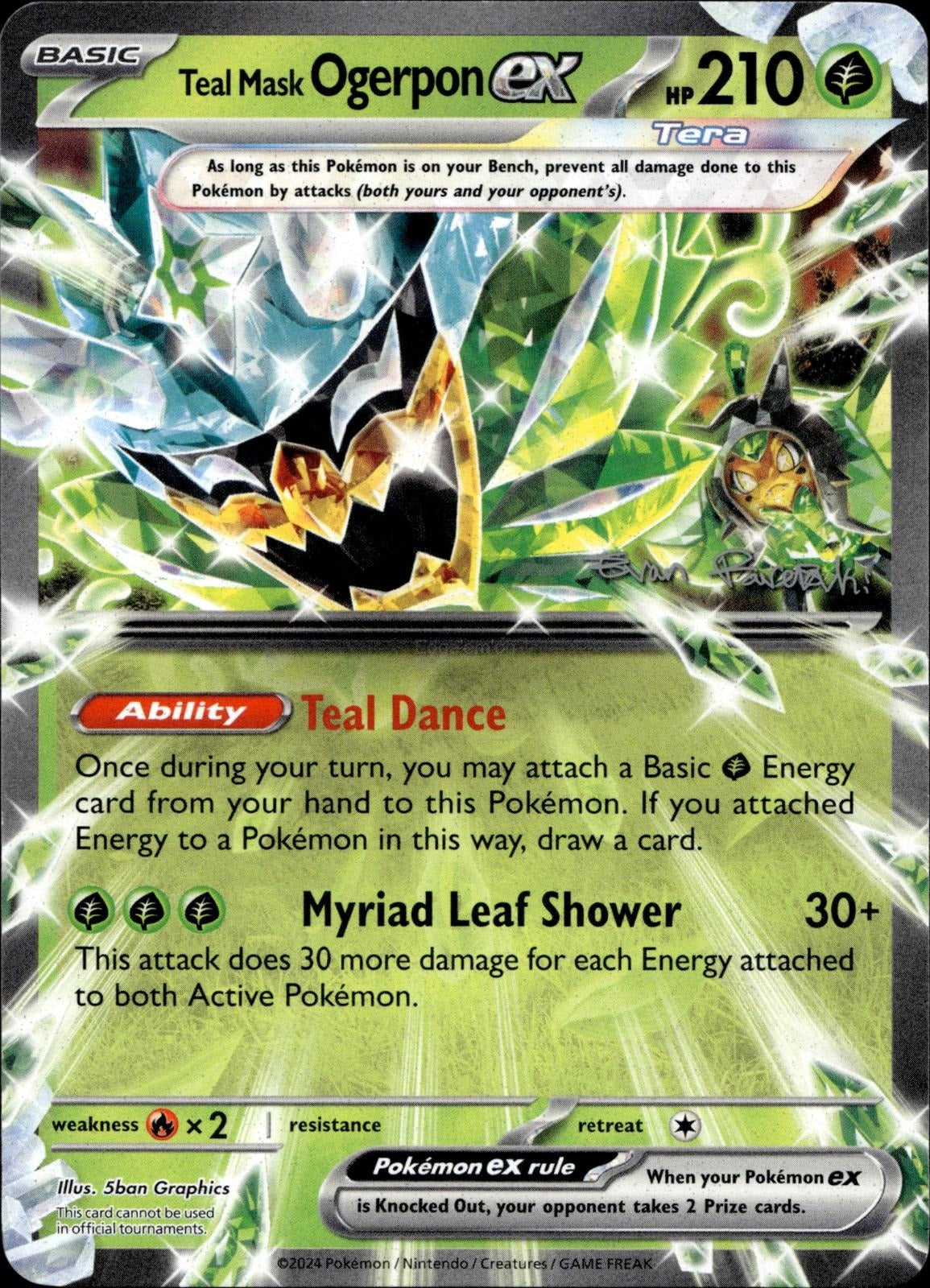 Teal Mask Ogerpon ex 025/167 NM/M Double Rare Twilight Masquerade Pokemon Holo
