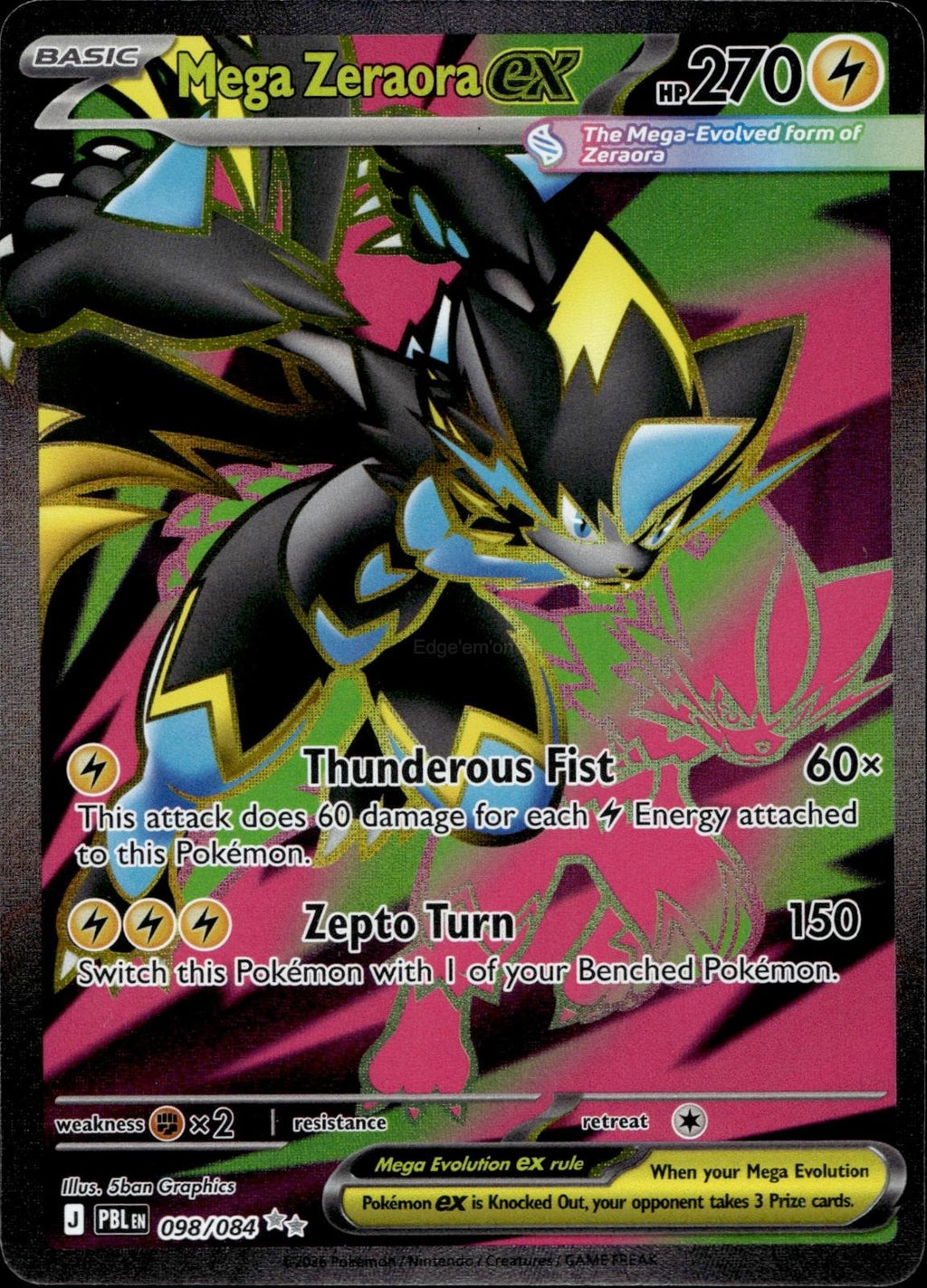 Mega Zeraora ex 098/084 NM/M Ultra Rare Pitch Black Pokemon Holo