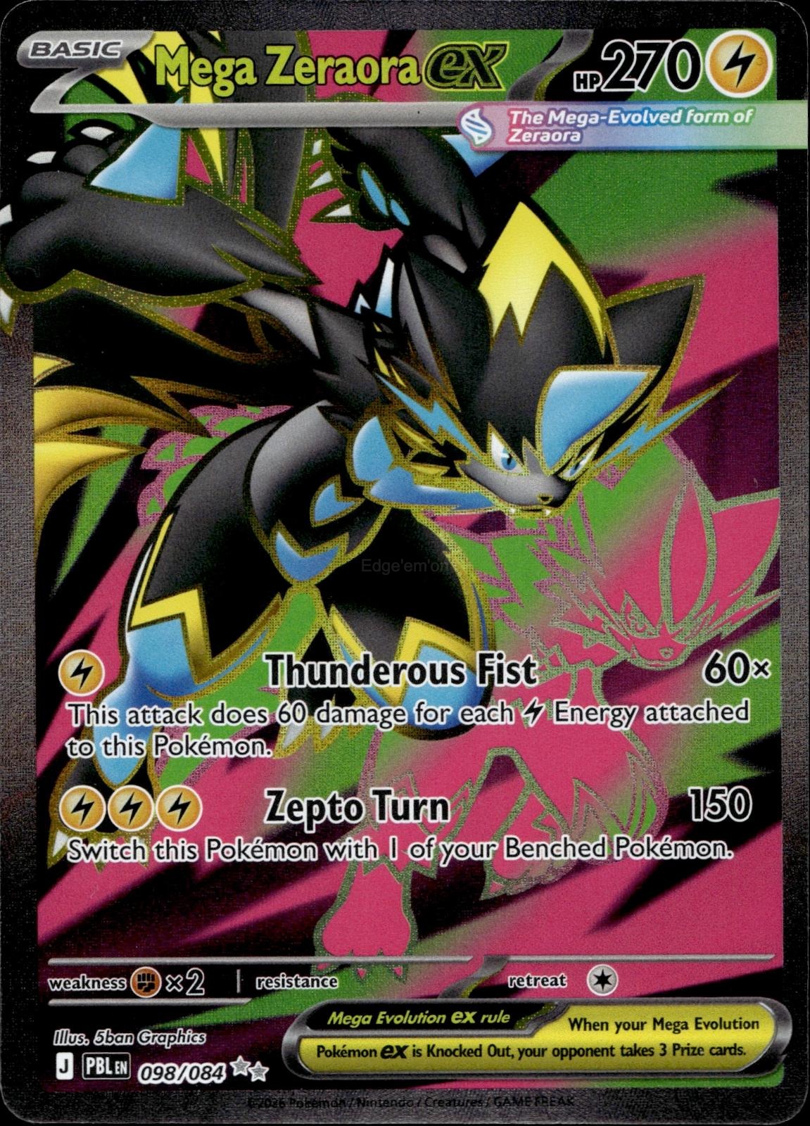 Mega Zeraora ex 098/084 NM/M Ultra Rare Pitch Black Pokemon Holo