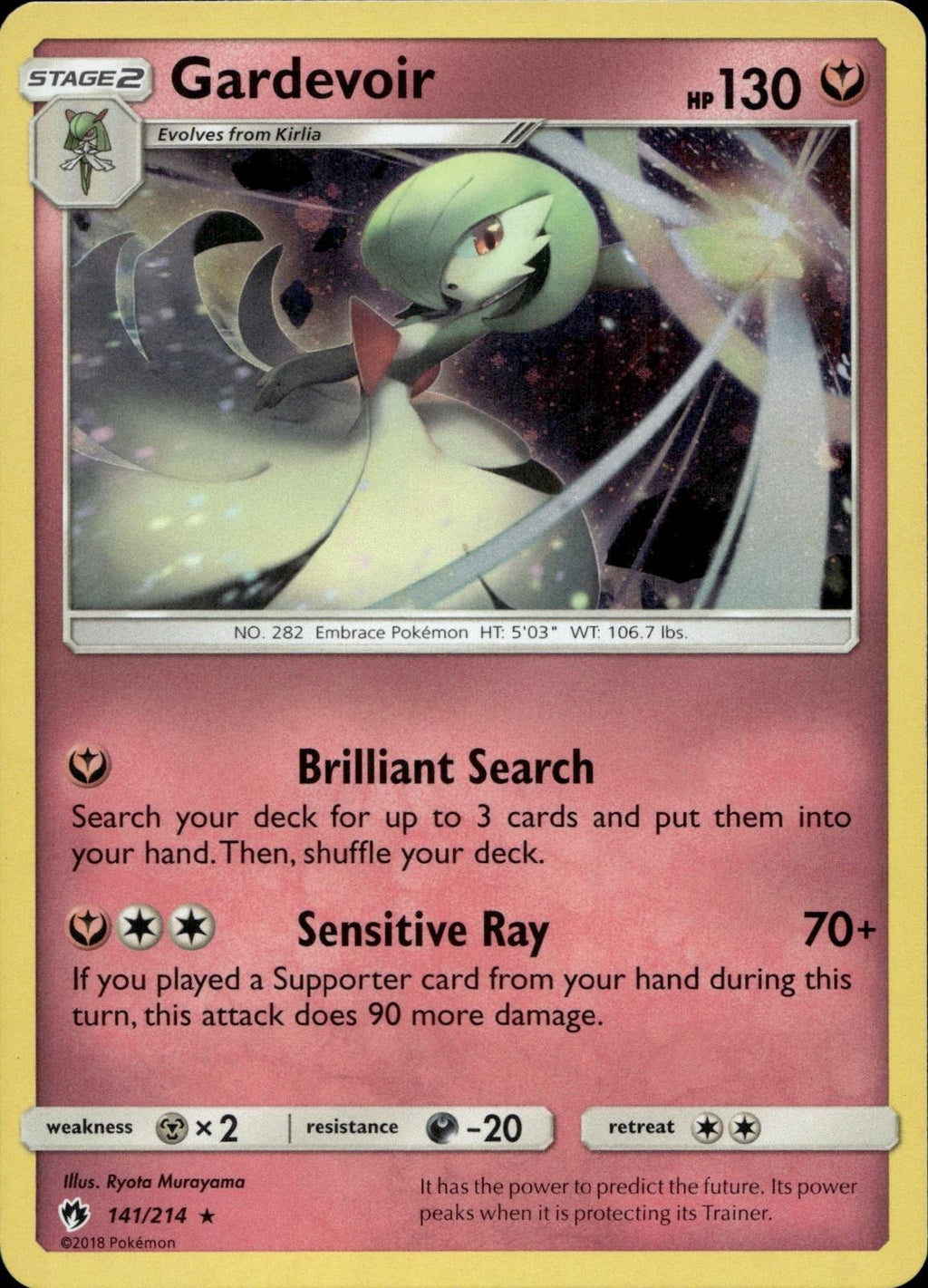 Gardevoir 141/214 NM/M Rare Lost Thunder Pokemon Holo