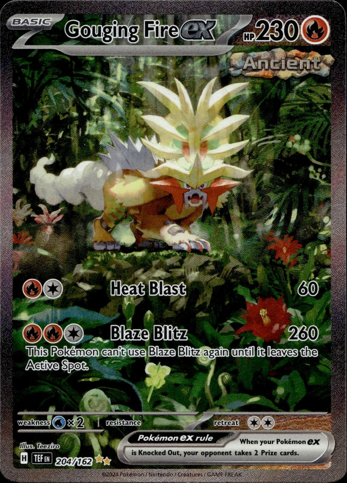 Gouging Fire ex 204/162 NM/M Temporal Forces Pokemon Holo
