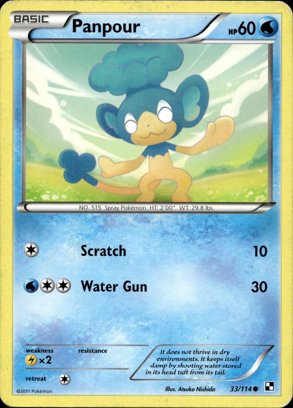 Panpour 33/114 HP Common Black & White Pokemon