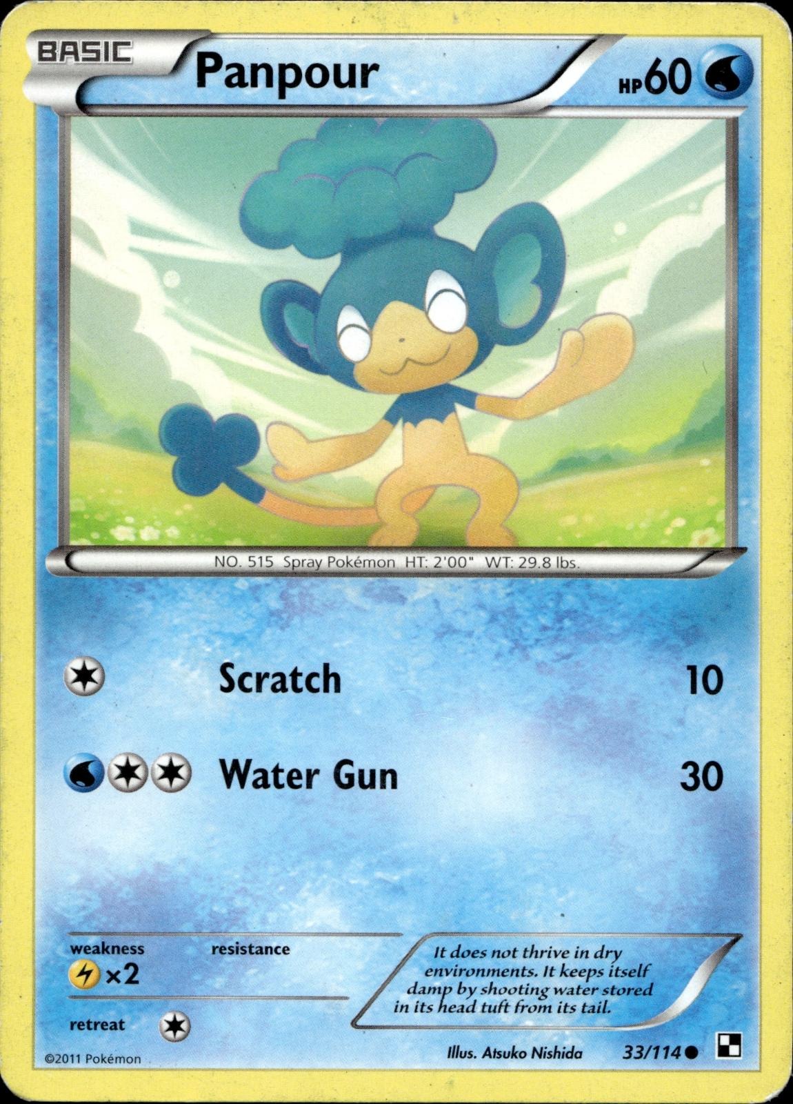 Panpour 33/114 HP Common Black & White Pokemon