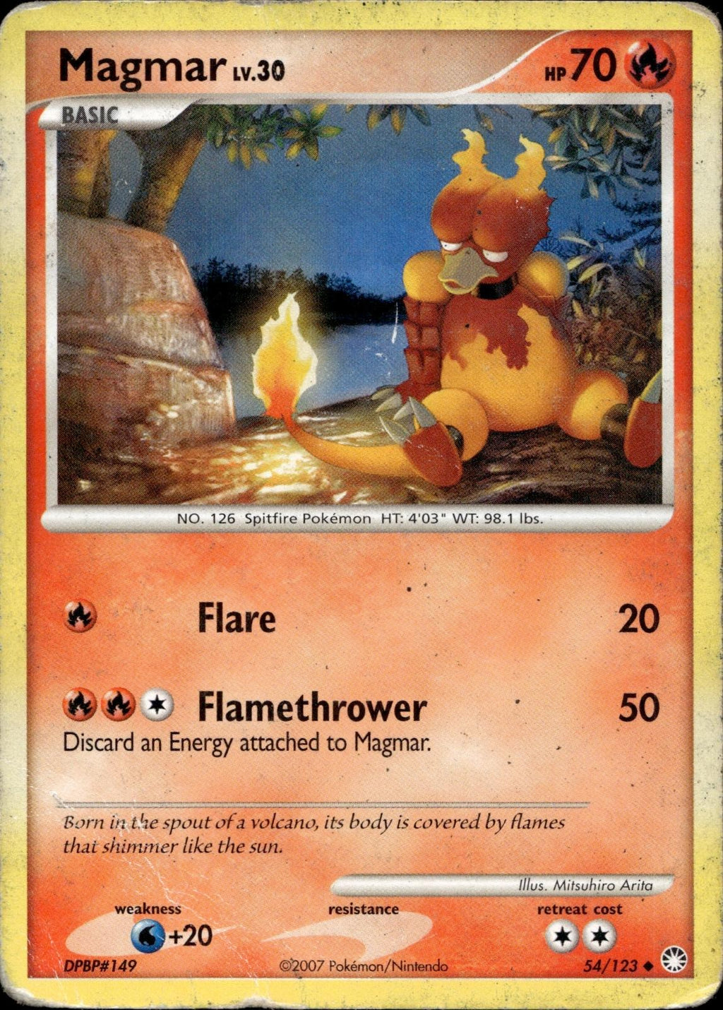 Magmar 54/123 HP Uncommon Mysterious Treasures Pokemon