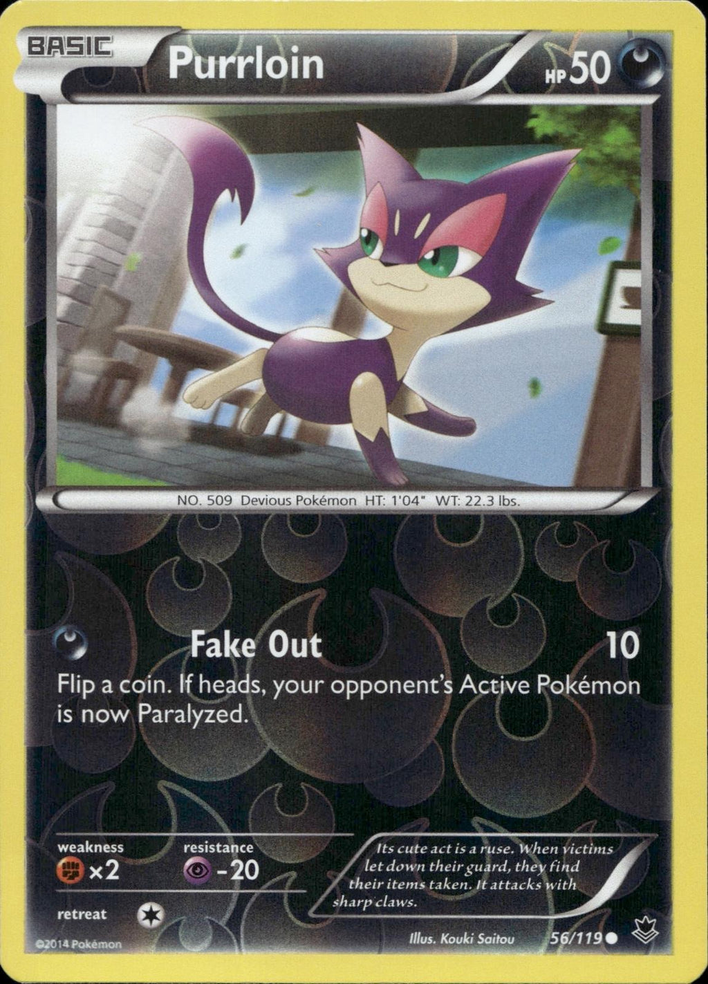 Purrloin 56/119 NM/M Common Phantom Forces Pokemon Reverse Holo