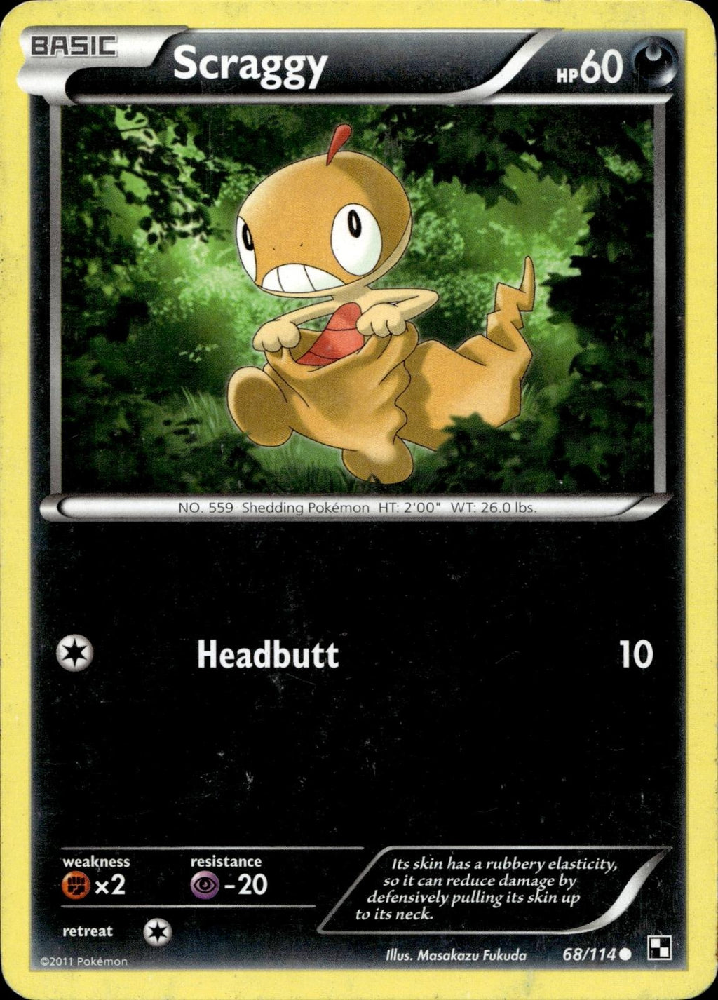 Scraggy 68/114 HP Common Black & White Pokemon