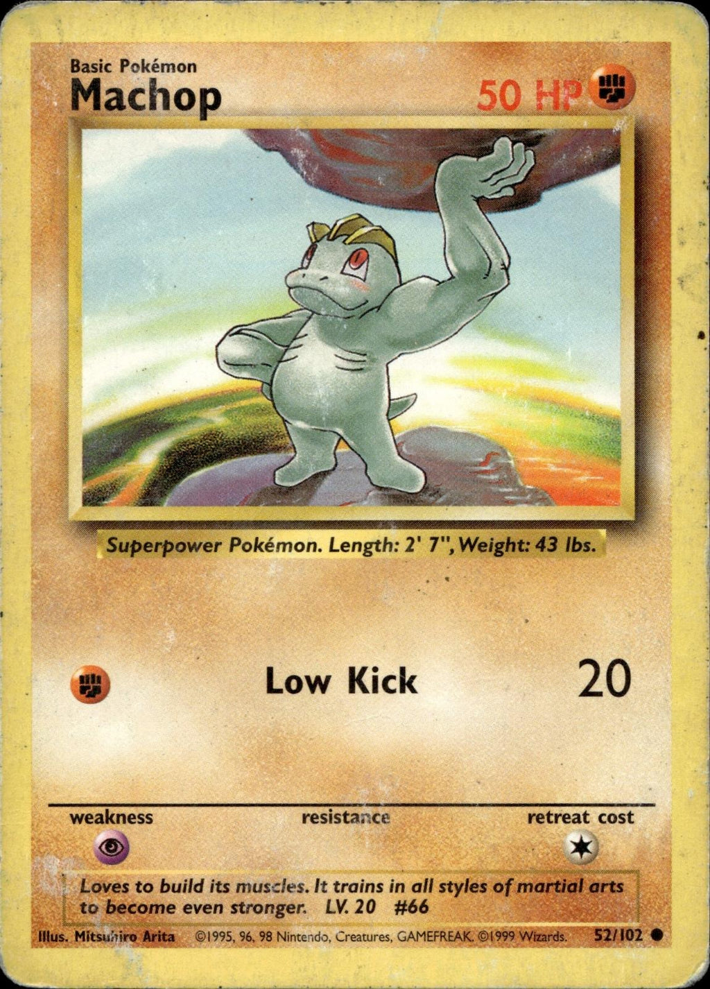 Machop 52/102 HP Common Base Set Unlimited Pokemon