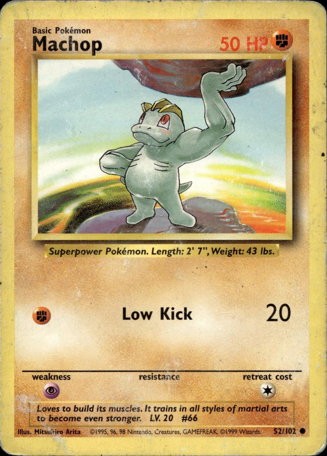 Machop 52/102 HP Common Base Set Unlimited Pokemon