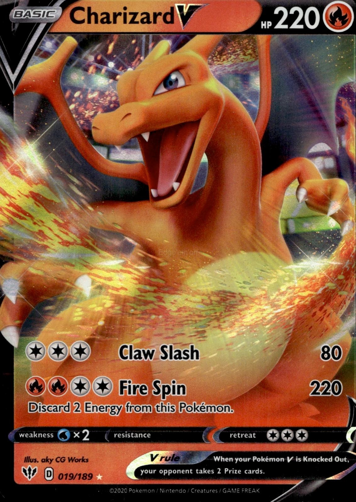 Charizard V 019/189 NM/M V Rare Darkness Ablaze Pokemon Holo