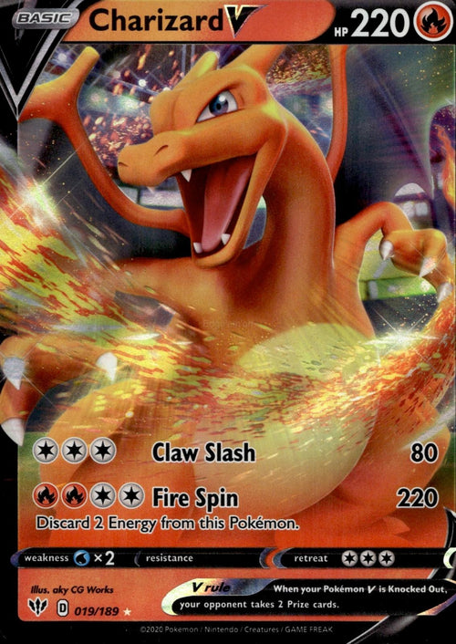 Charizard V 019/189 NM/M V Rare Darkness Ablaze Pokemon Holo