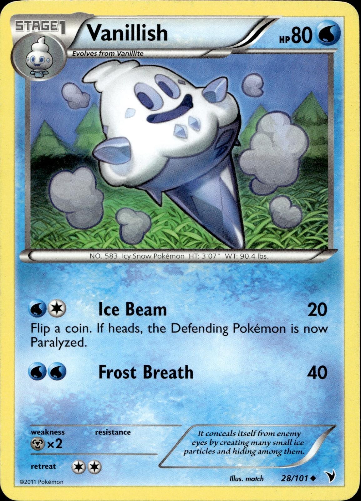 Vanillish 28/101 HP Uncommon Noble Victories Pokemon