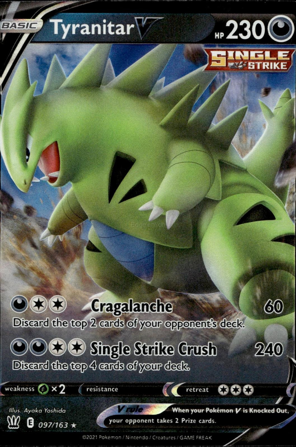 Tyranitar V 097/163 NM/M V Rare Battle Styles Pokemon Holo