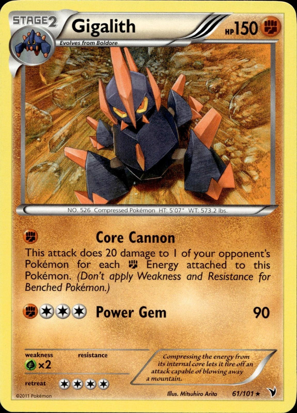 Gigalith 61/101 NM/M Rare Noble Victories Pokemon